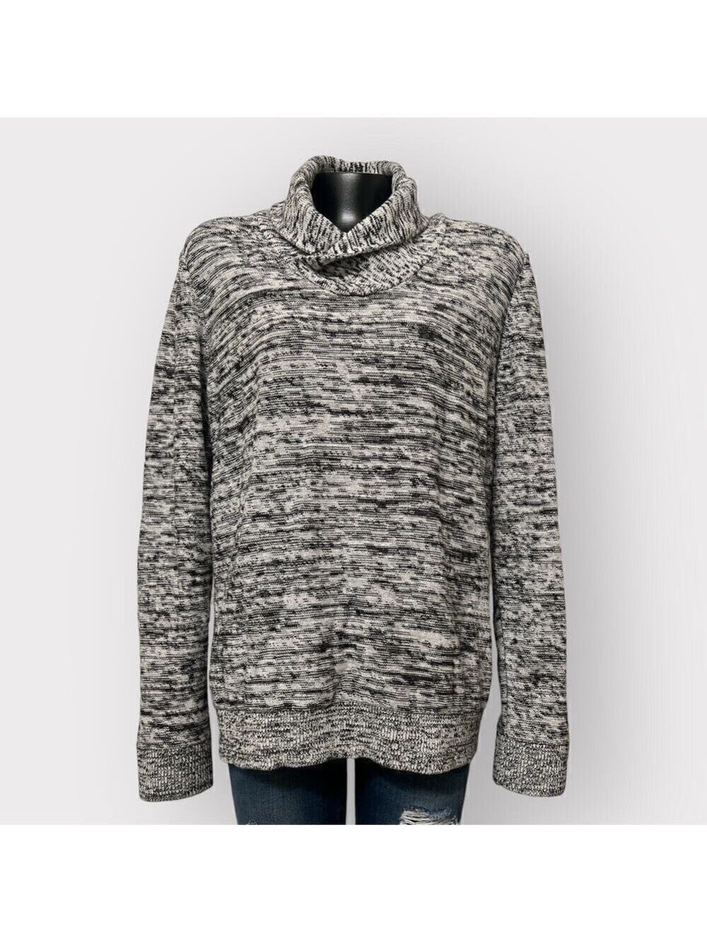 Express NEW Mens Popover Shawl Collar Sweater sz L Twee Preppy Gray Long Sleeve